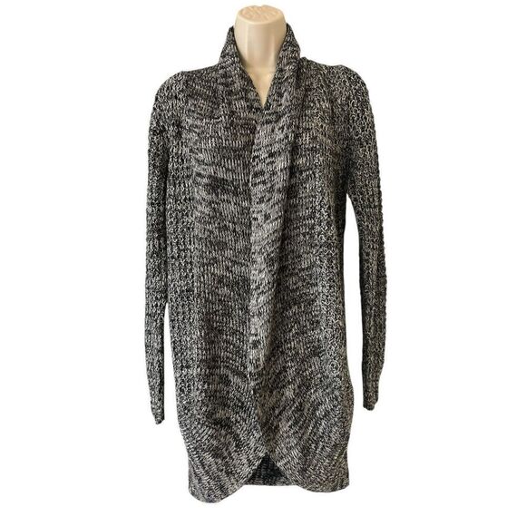 Long Sleeve Open Cardigan Gray Black Womens Size Small - Picture 1 of 5